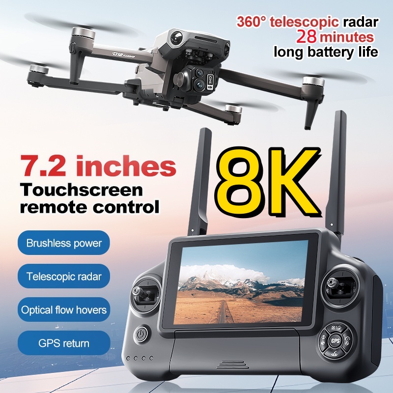 8K 3 Axis Gimbal Brushless 7.2 - огляд і ціна Drone Rc With Screen